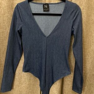 Naked Wardrobe Denim Blue Bodysuit